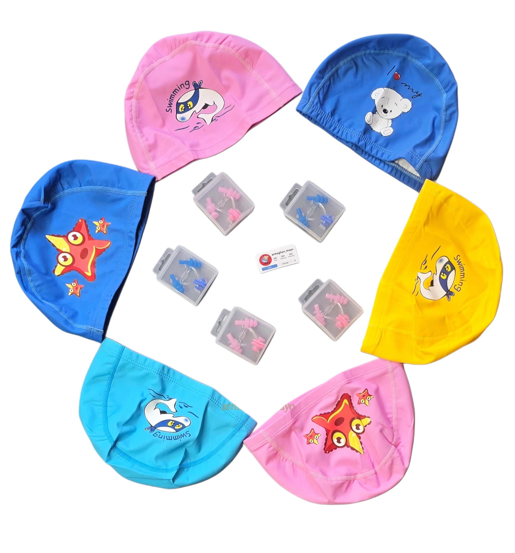 کلاه شنای دخترانه ضدآب وارداتی کد۱۱۴