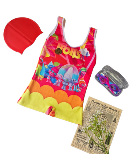 مایو دخترانه نوجوان طرح عروسکی پارچه خارجی فریسایز ۷_۸سال تا ۱۳_۱۴ کد۱۲۷