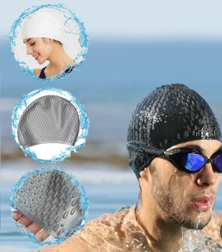 کلاه شنا وارداتی پفکی سیلیکونی ضدآب مناسب برای خانم ها و آقایان کد۱۴۰