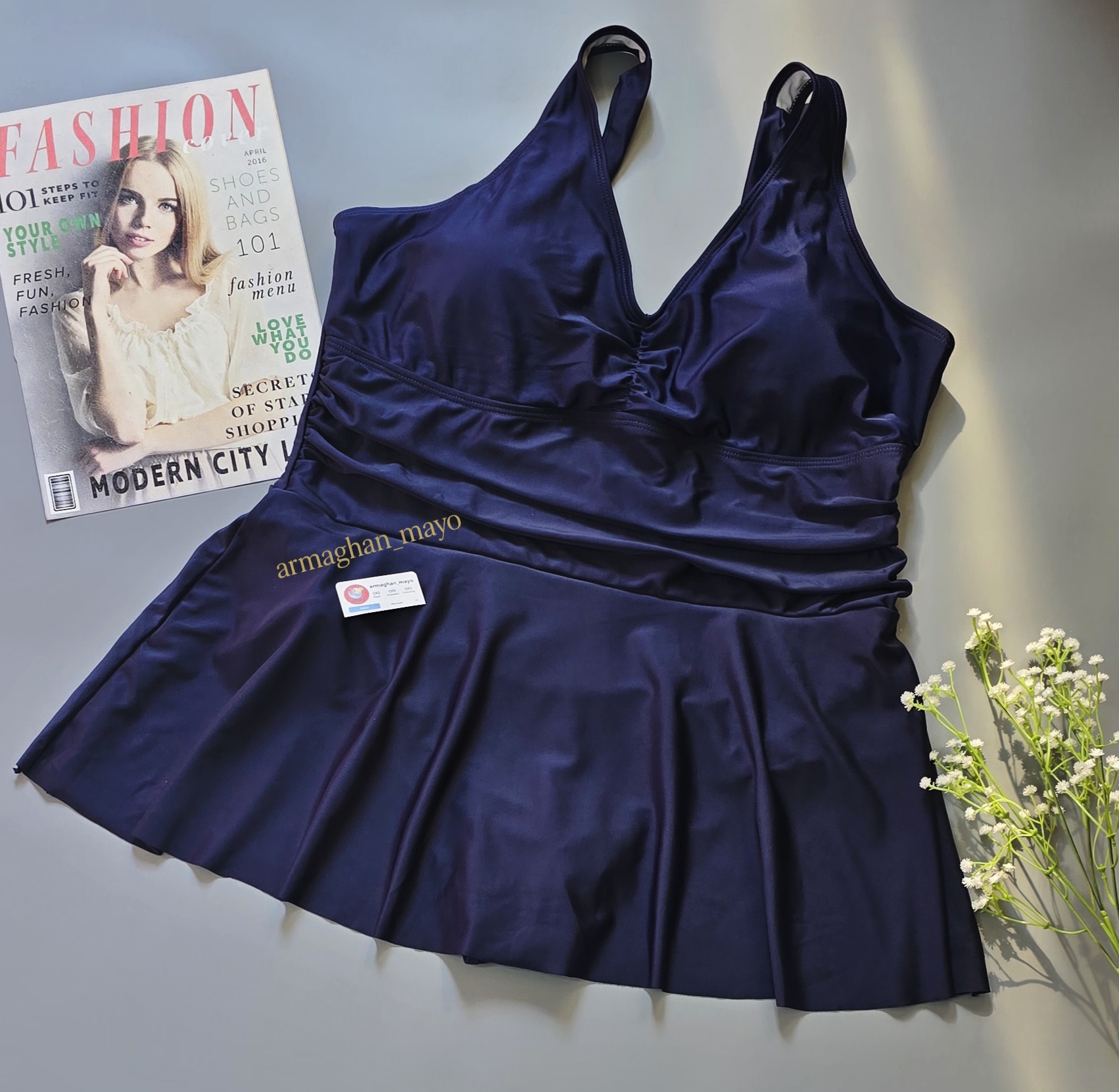 مایوزنانه وارداتی برند شین سایزبزرگ دامنی کد۲۱۴