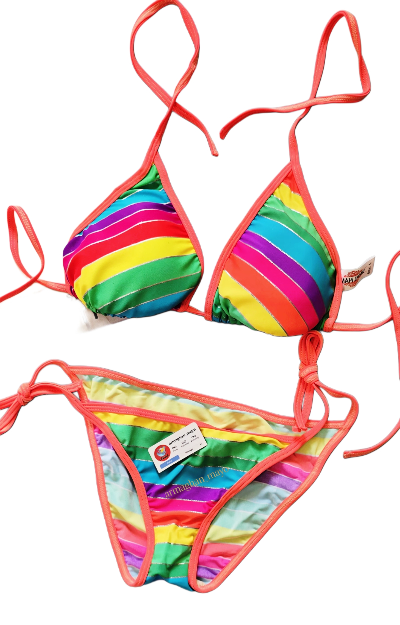 بیکینی گره ای کاپدار رنگین کمان کد۲۱۶