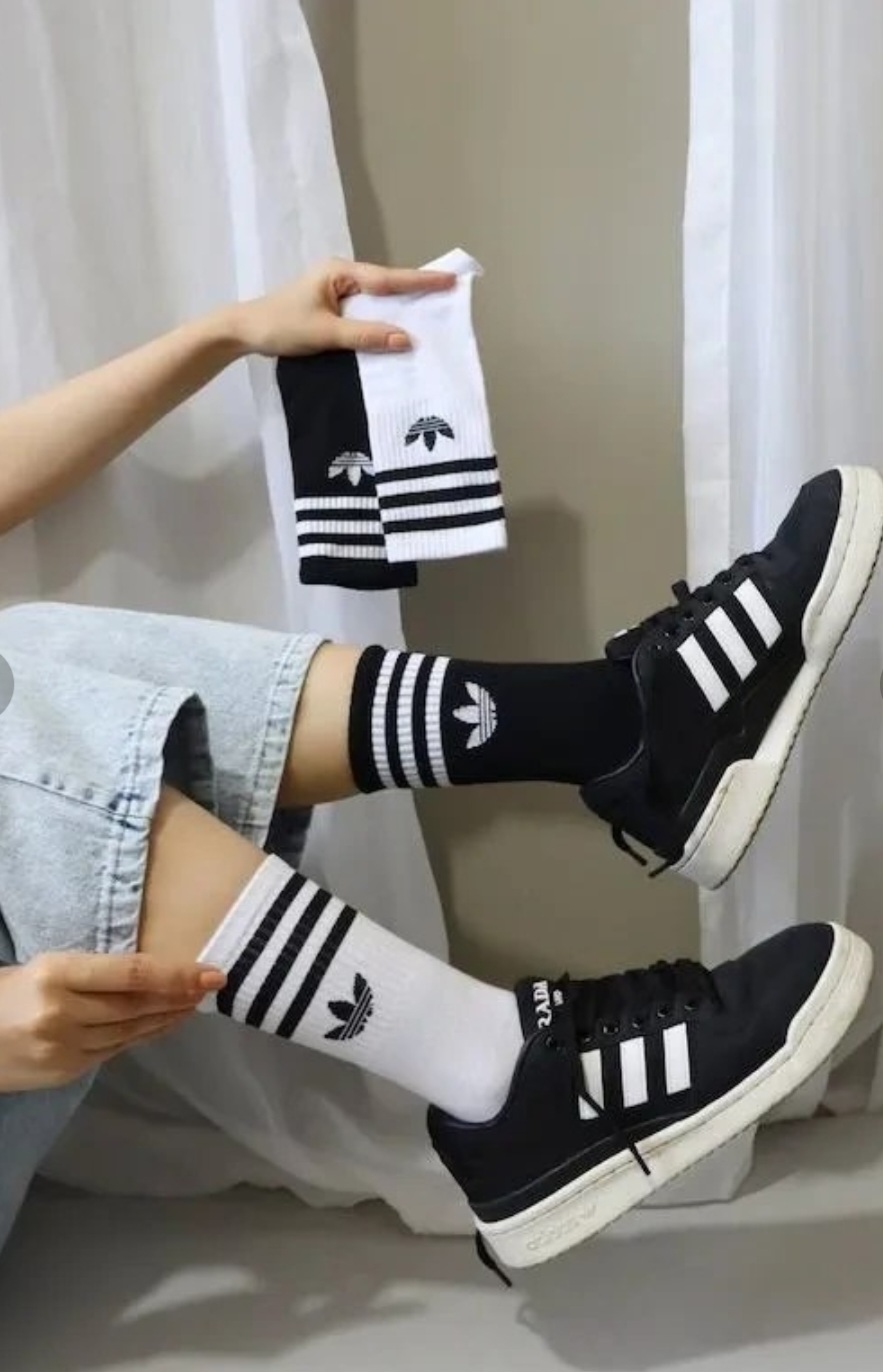جوراب ساقدار اسپورت آدیداس سفیدو مشکی