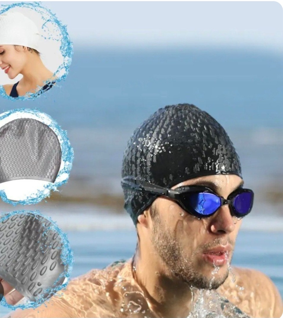 کلاه شنا وارداتی پفکی سیلیکونی ضدآب مناسب برای خانم ها و آقایان کد۱۴۰