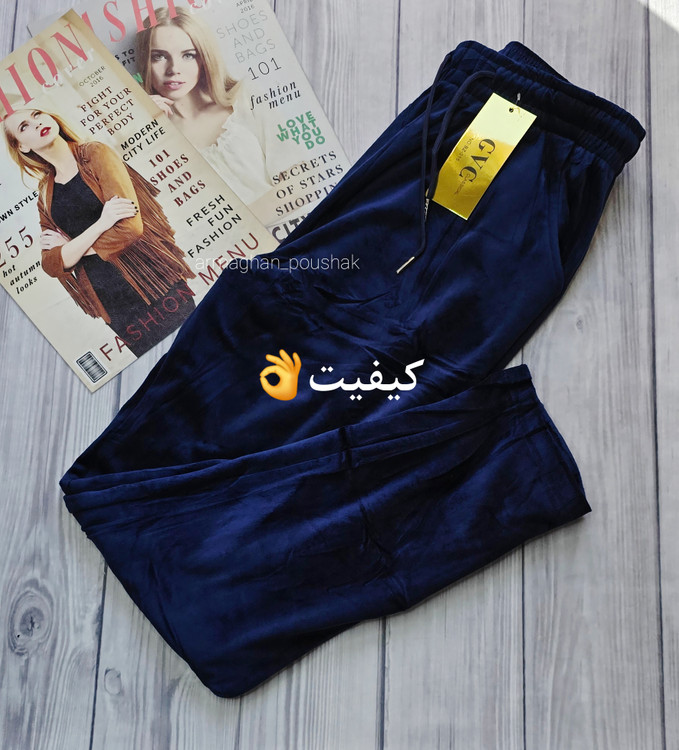 شلوار مخمل زنانه وارداتی جیبدار برند GVC اورجینال کد ۲۲۷ - رنگ طوسی