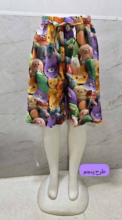 شلوارک راحتی زنانه سهبعدی طرحبندی متنوع کد ۲۳۷ - طرح ششم