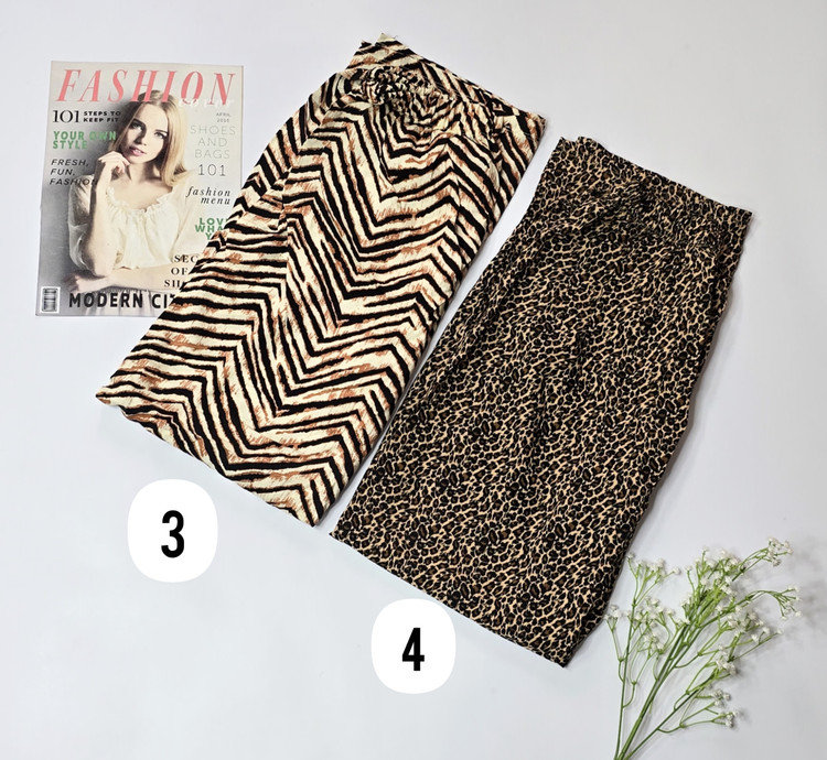 شلوار راحتی زنانه نخی ساحلی طرح پلنگی ریز کد ۲۳۸ - طرح ۵