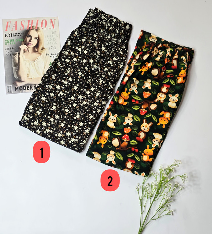 شلوار راحتی زنانه نخی ساحلی طرحبندی متنوع کد ۲۳۹ - طرح ۵