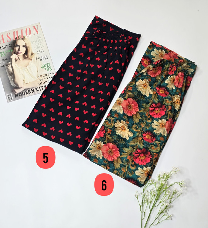 شلوار راحتی زنانه نخی ساحلی طرحبندی متنوع کد ۲۳۹ - تنخور