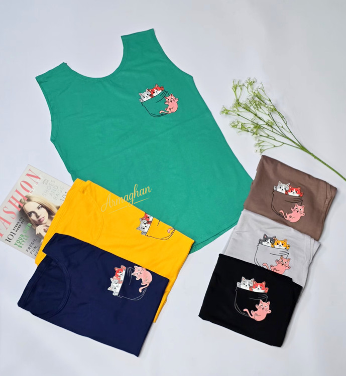 تاپ زنانه دخترانه نخی رنگی کد ۲۴۱ - رنگ سبز