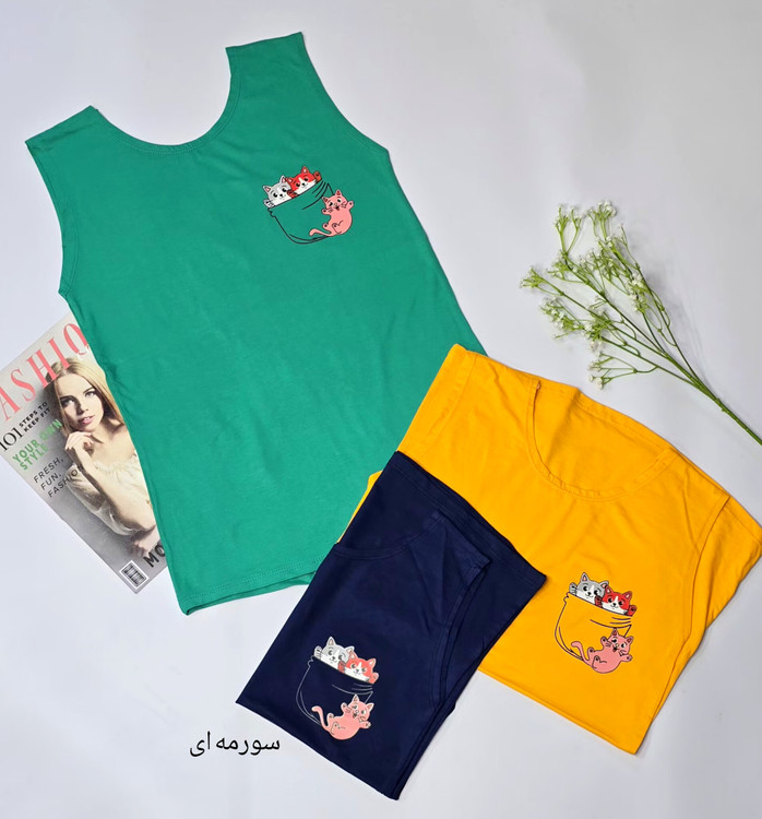 تاپ زنانه دخترانه نخی رنگی کد ۲۴۱ - رنگ زرد