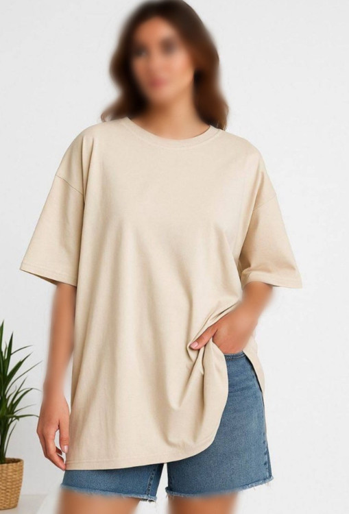 تیشرت لانگ زنانه طرح قلب نخ پنبه کد ۲۴۲ - تنخور