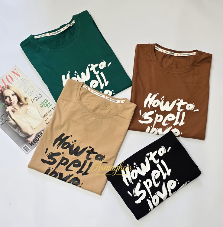 تیشرت لانگ طرح Love نخ پنبه کد ۲۴۳ - رنگ شماره ۳