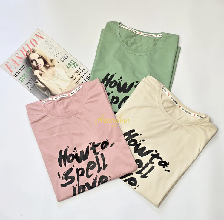 تیشرت لانگ طرح Love نخ پنبه کد ۲۴۳ - رنگ شماره ۲