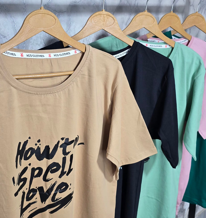 تیشرت لانگ طرح Love نخ پنبه کد ۲۴۳ - رنگ شماره ۵