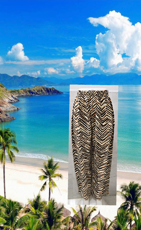 شلوار راحتی زنانه نخی ساحلی طرح پلنگی ریز کد ۲۳۸ - طرح ۲