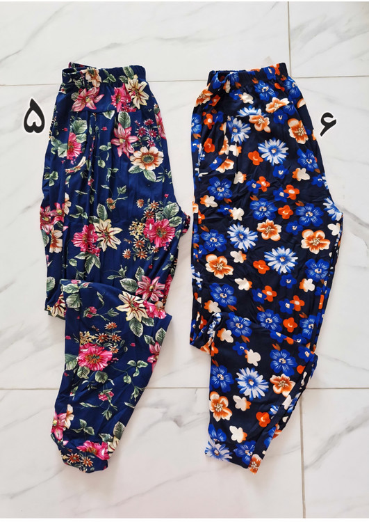 شلوار زنانه پنبه گیاهی طرح گل کد ۲۴۹ - جزئیات پارچه و دمپا پاکتی