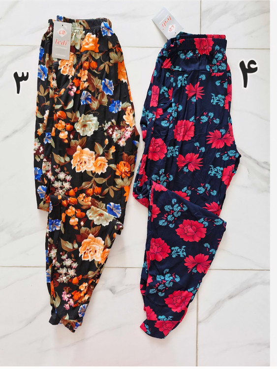 شلوار زنانه طرح گل کد ۲۴۹ - نمای پشت و جیبدار