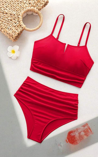 Original Cupshe Girls' High-Waist Two-Piece Maione Code 321 - Double-layered Anti-chlorine Shapewear